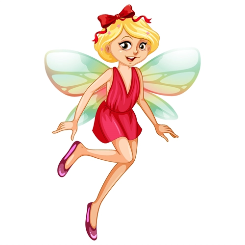 Blonde in Red Dress Fairy Transparent Sticker